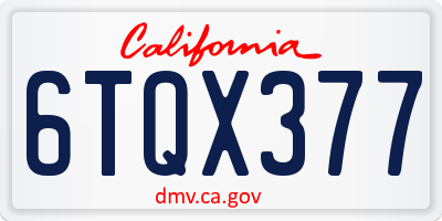 CA license plate 6TQX377