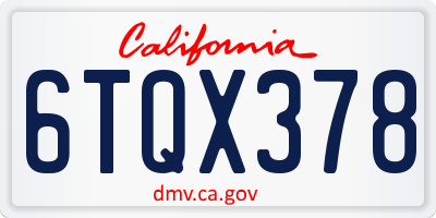 CA license plate 6TQX378