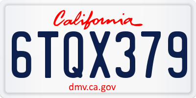 CA license plate 6TQX379