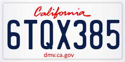 CA license plate 6TQX385