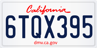 CA license plate 6TQX395