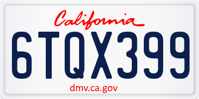 CA license plate 6TQX399