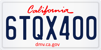 CA license plate 6TQX400