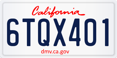 CA license plate 6TQX401