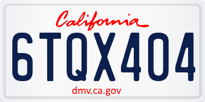 CA license plate 6TQX404