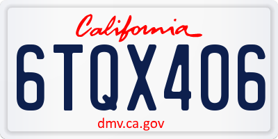 CA license plate 6TQX406