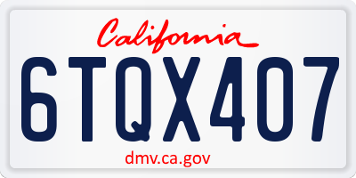 CA license plate 6TQX407