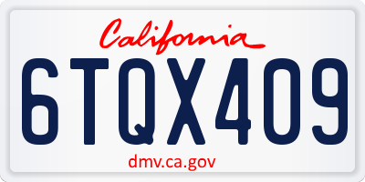 CA license plate 6TQX409