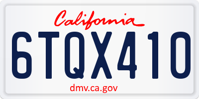 CA license plate 6TQX410