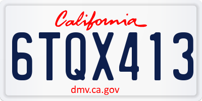 CA license plate 6TQX413