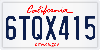 CA license plate 6TQX415