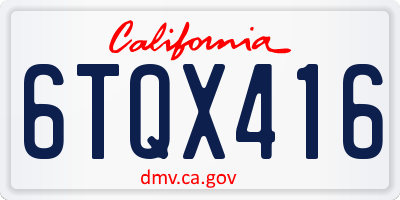 CA license plate 6TQX416