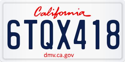 CA license plate 6TQX418