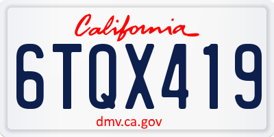 CA license plate 6TQX419