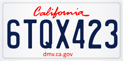 CA license plate 6TQX423