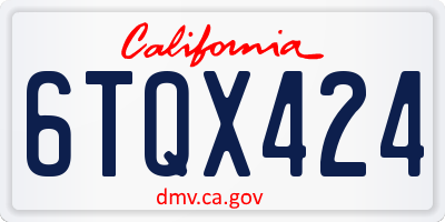 CA license plate 6TQX424