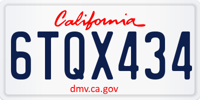 CA license plate 6TQX434