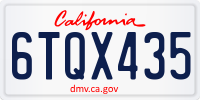 CA license plate 6TQX435