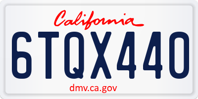 CA license plate 6TQX440