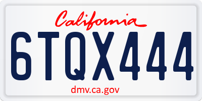 CA license plate 6TQX444