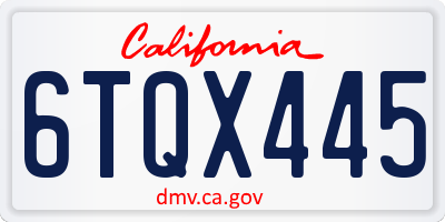 CA license plate 6TQX445