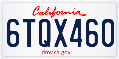 CA license plate 6TQX460