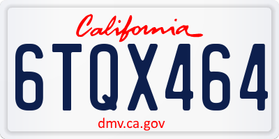CA license plate 6TQX464