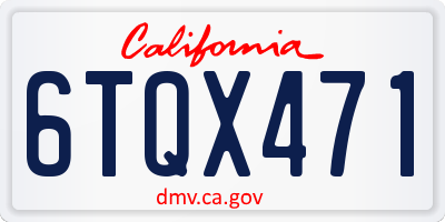CA license plate 6TQX471