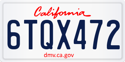 CA license plate 6TQX472