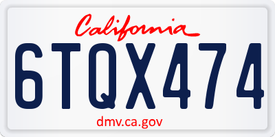 CA license plate 6TQX474