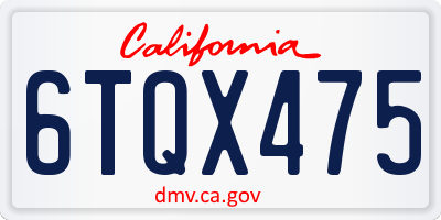 CA license plate 6TQX475