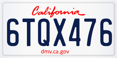 CA license plate 6TQX476