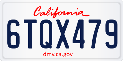 CA license plate 6TQX479