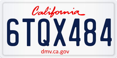 CA license plate 6TQX484