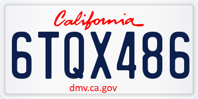 CA license plate 6TQX486