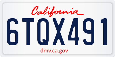 CA license plate 6TQX491