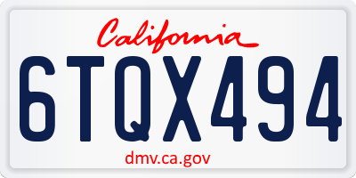 CA license plate 6TQX494