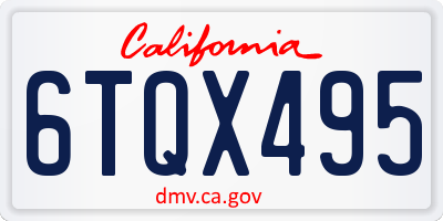 CA license plate 6TQX495