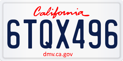 CA license plate 6TQX496