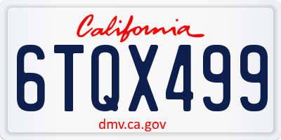 CA license plate 6TQX499