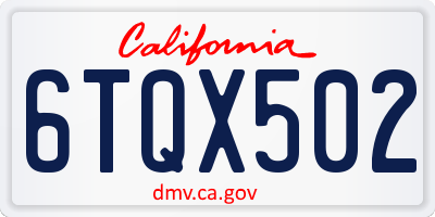 CA license plate 6TQX502