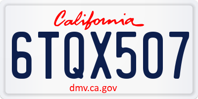 CA license plate 6TQX507