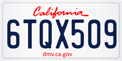 CA license plate 6TQX509