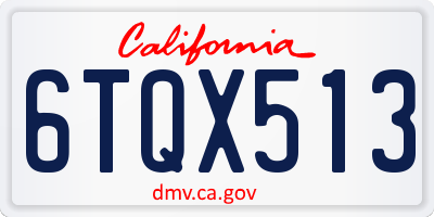 CA license plate 6TQX513