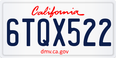 CA license plate 6TQX522