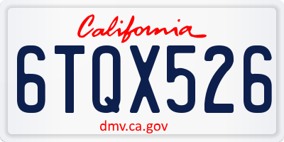 CA license plate 6TQX526