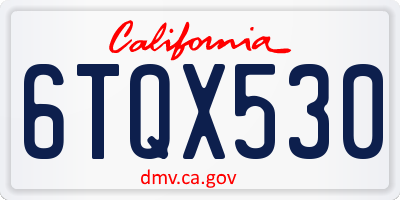 CA license plate 6TQX530