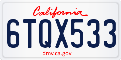 CA license plate 6TQX533