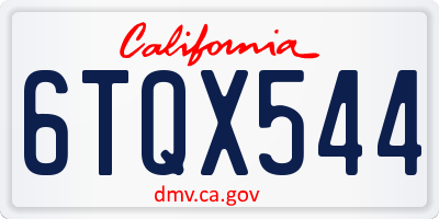 CA license plate 6TQX544