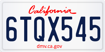 CA license plate 6TQX545